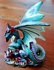 Mystical Dragon Statue Vintage 1997  Purple Teal Figurine Mythical LN