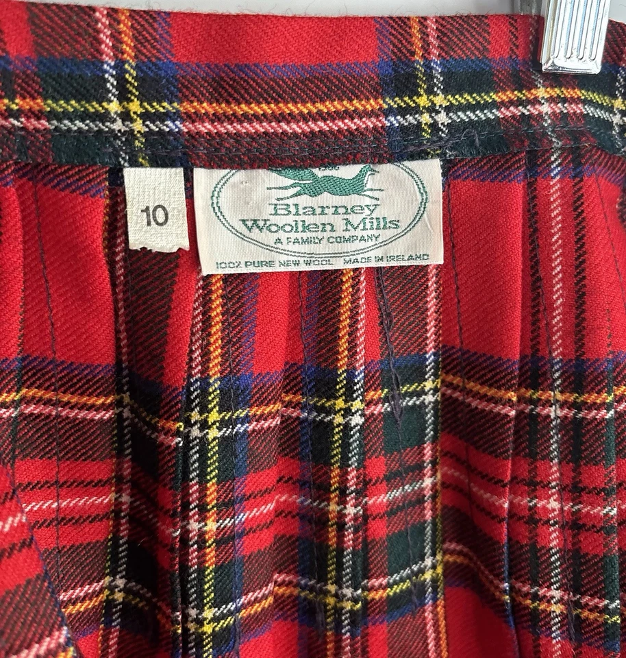 Falda De Colección Blarney Woolen Mills 10 Royal Stewart Rojo Tartán Escocés Kilt Irlanda Foto 3 de 3