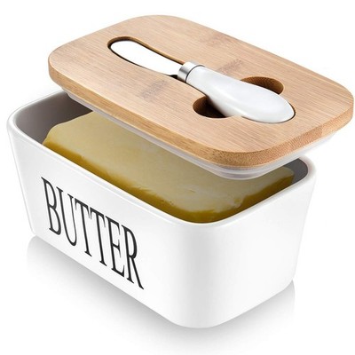 Butter Dish with Lid: Large for Countertop - 1 Pack, White 