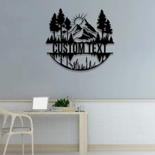 Personalized Mountain Forest Metal Sign, Custom Nature-Inspired Wall Art