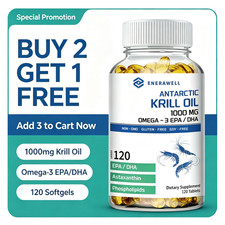 Antarctic Krill Oil Omega-3 1000mg with Phospholipids and Astaxanthin 120Ct