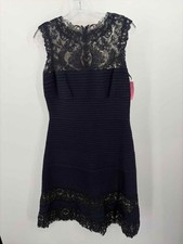 Pre-Owned Tadashi Shoji Navy Size Medium Lace Evening Midi Sleeveless Dress