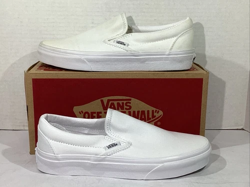 Sneakers Vans uomo taglia 5 EU 36 5 vera tela bianca classiche slip on AJ 1194