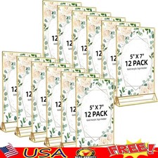 Acrylic Sign Holder Double-Sided Display Stand Picture Frame 5x7 Events 12PCS US