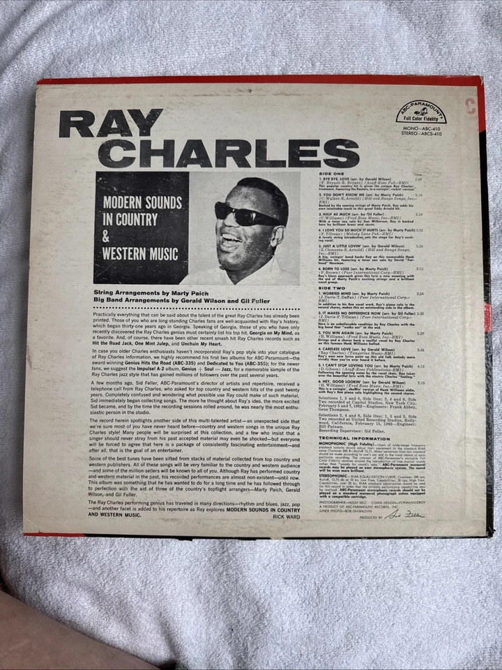 RAY CHARLES MODERN SOUNDS IN COUNTRY &WESTERN MUSIC ABCS-410 PARAMOUNT LP - Image 2 of 4