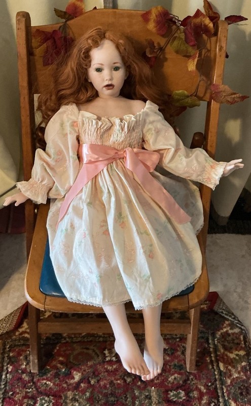 Vintage Shay Doll By Donna Rubert Mold Porcelain W Freckles,breast & Green Eyes