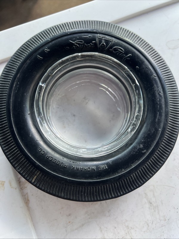 Vtg Mohawk Rubber Co. Promoting Super Chief Tire Ashtray About 6” Dia.