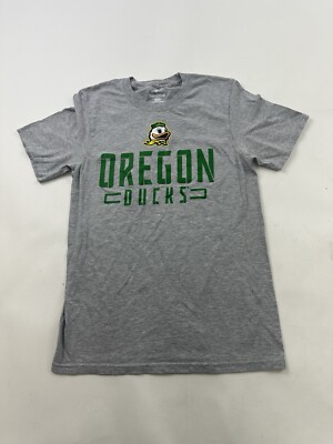 Oregon Ducks Shirt Mens Small Gray Short Sleeve Front Logo Spellout Fanatics