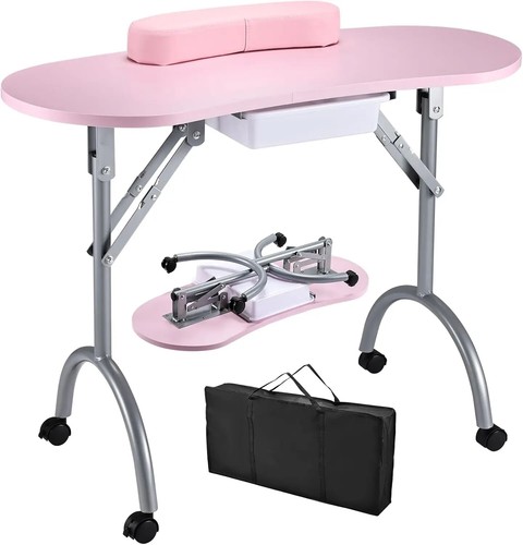 Portable Nail Table Manicure Desk Foldable Nail Tech Station with Dust Collector - Picture 10 of 12