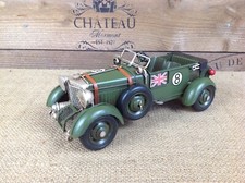 23cm Rustic Vintage Green Bentley Blower style Convertible metal/Tin sports car