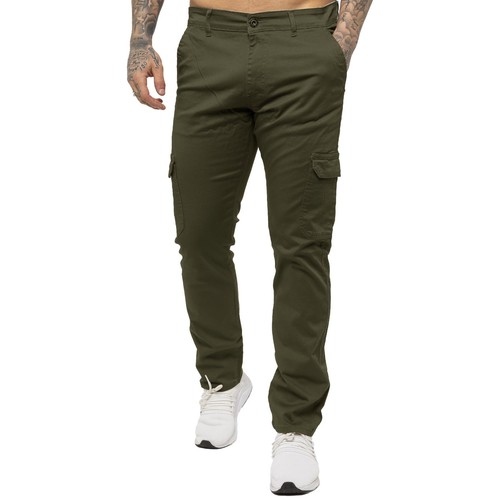 Enzo Mens Cargo Trousers Combat Jeans Cotton Stretch Slim Fit Chino Work Pants - Picture 2 of 36