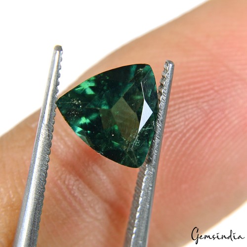 7x3mm Natural Gemstone Tourmaline Neon Green Trillion Cut Certified Mozambique - Picture 9 of 9