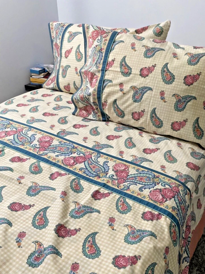 Funda de Almohada Sábana Ajustable Plana Doble De Colección Laura Ashley Azul Cachemira 5 piezas Foto 2 de 4