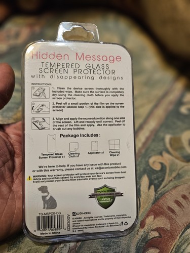 Hidden Message Tempered Glass Screen Protector iPhone 12, 12Pro, 11 , XR. As Is - Zdjęcie 3 z 4