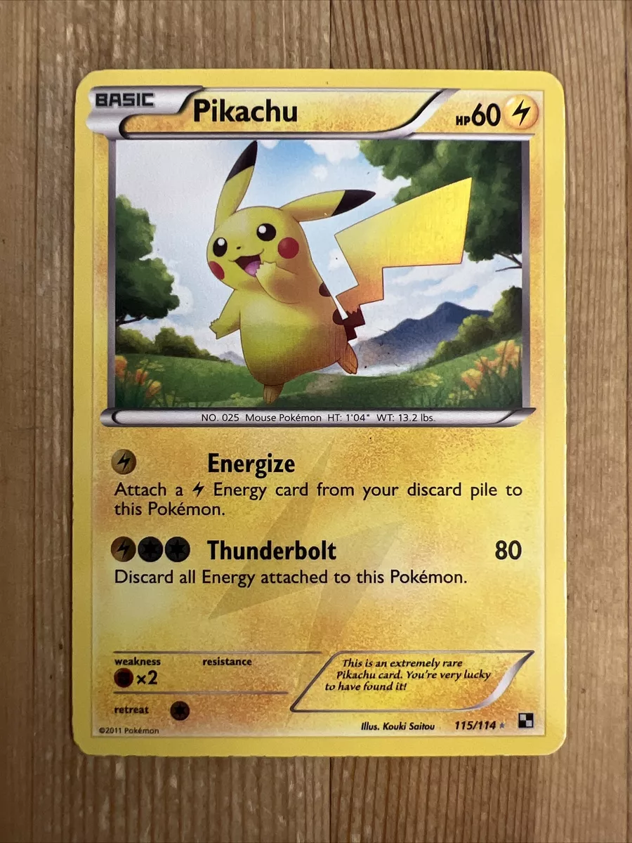 Pikachu - 115/114 - Secret Rare Shiny Black White Base - Pokemon Card -  MP/HP