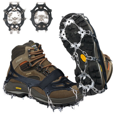 Ice Snow Anti Slip 19 Spikes Grips Grippers Crampons Cleats For Hike Shoes Boot