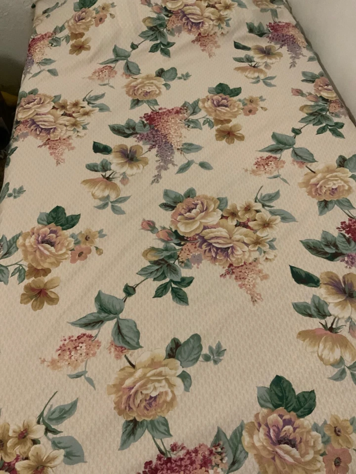 Springmaid multicolorido floral folha dupla babado bege branco sem ferro percal - Imagem 2 de 4