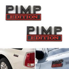 2pcs 3d Raised Letter Emblem Black Red Pimp Edition Car Decals Stickers