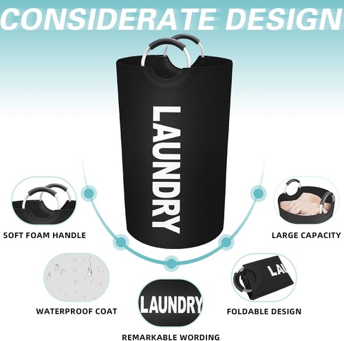 StorageRight 90L Large Laundry Basket, Hamper, Dirty 90L, Black - Picture 3 of 7