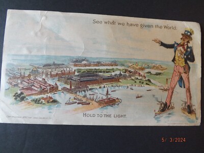 The Everett Piano 1893 Hold To Light Uncle Sam Trade Item