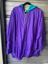 Vintage 1990's Speedo Reversible Swim Coat Jacket Nylon Purple Teal Adult M USA