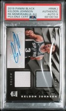 KELDON JOHNSON RC AUTO 2019-20 PANINI BLACK JERSEY PATCH ROOKIE #'d /99 🔥PSA 9
