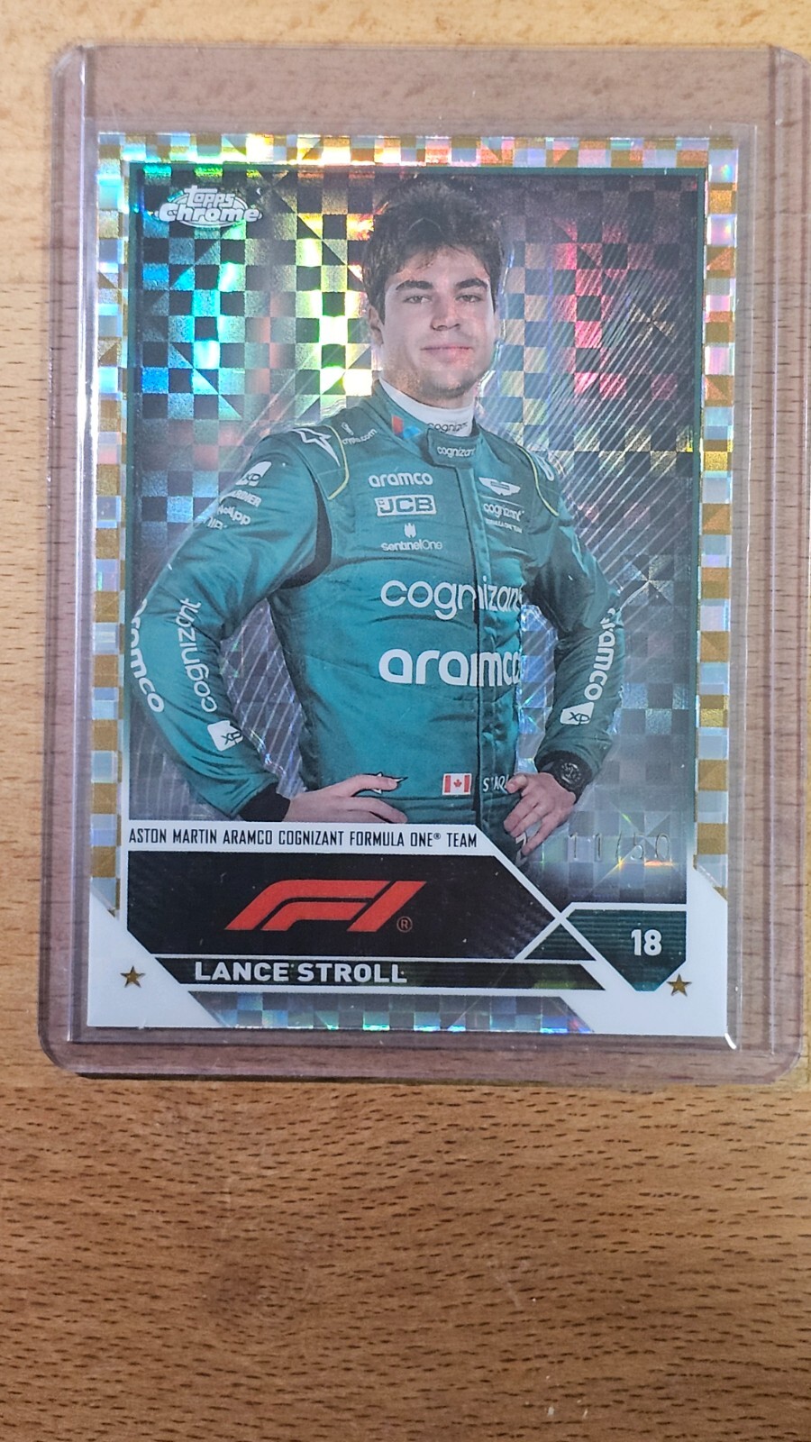 Topps F1 Chrome 2023 Lance Stroll Gold Checker Flag X-fractor /50 #43