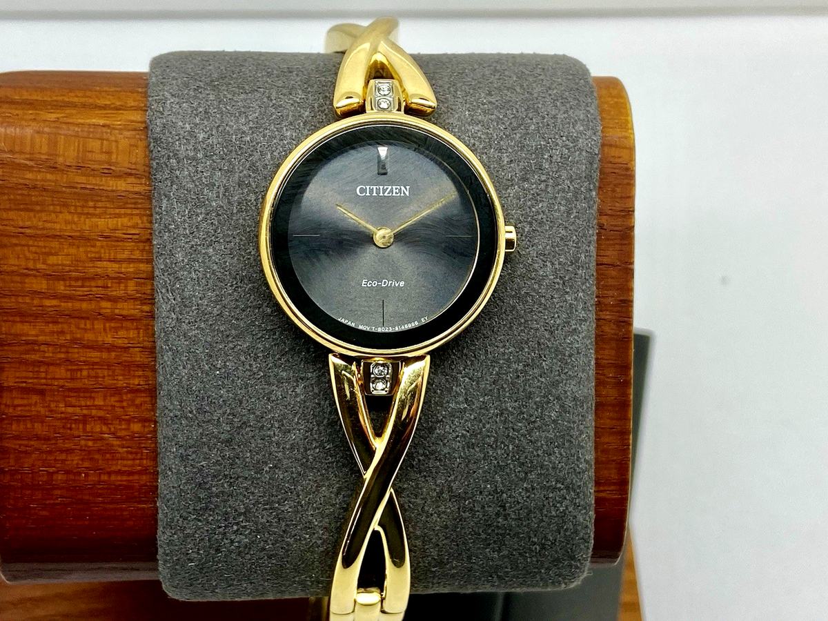 New Citizen Eco Drive Axiom Watch Goldtone Black Dial Crystals EX1422-54E $325 61TZrGn6B+L._AC_UY900_.jpg main image 4