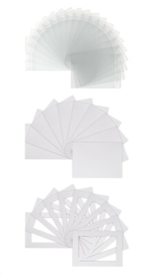 20er Pack Bilderhalterung Kits A4 Halterungen, Rücken, Taschen - weiß