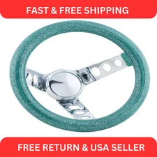 Speedway 9-3/4 Inch Green Metalflake Steering Wheel, 5-1/2 Dish