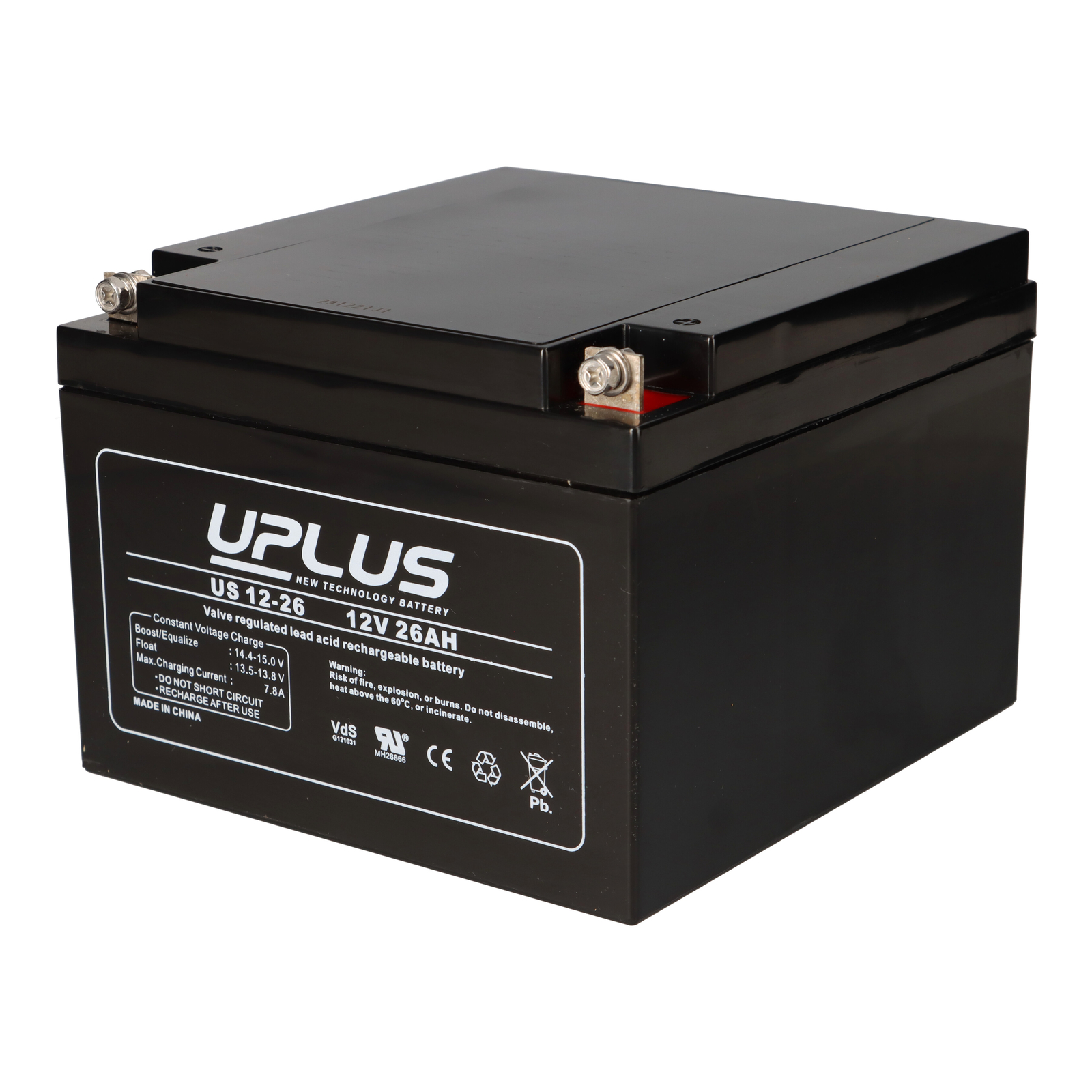 Uplus Bleiakku 12V 26Ah Batterie AGM US12-26 wartungsfrei VdS passend 24Ah 28Ah 