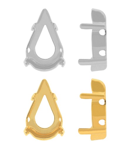 Metallfassungen passend für ausgefallene Kristalle in Birnenform * verschiedene Farben - Bild 1 von 4