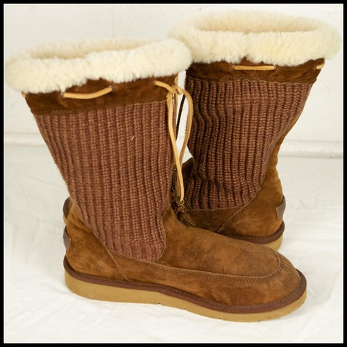 UGG AUSTRALIA SN 5124 Suburb Crochet Knit BOOT Brown UK 7.5 US 9 EU 40 248 B - Picture 4 of 8