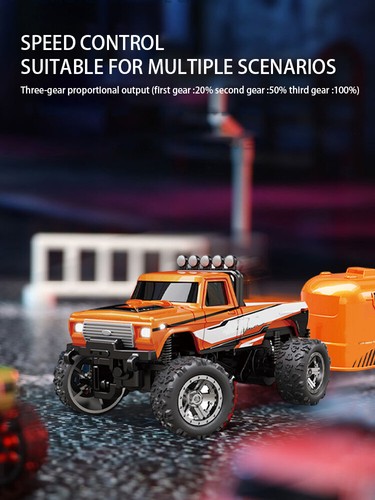 Mini RC Monster Truck USBC Rechargeable Underflow with Trailer,1:64 Scale Alloy - Picture 3 of 16