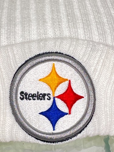Cappello berretto Pittsburgh Steelers NFL Fanatics bianco con polsini in maglia adulto taglia unica - Foto 3 di 9