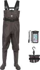 Bootfoot Chest Wader, 2-Ply Nylon/Pvc Waterproof Fishing Hunting Waders with Boo