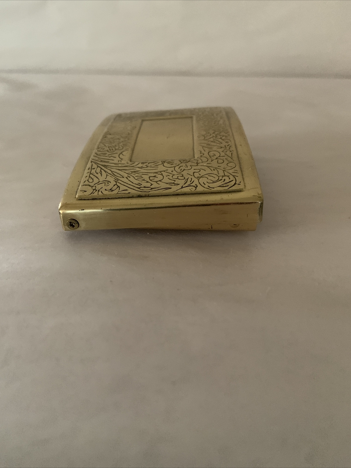 Brass Embossed Belt Buckle with Hidden Chamber Compartment Card Holder