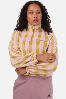 ADIDAS ORIGINALS POLAR FLEECE HALF ZIP SWEATSHIRT JACKET WOMENS LILAC  HE4755