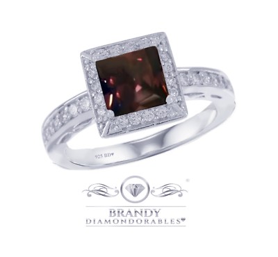 Brandy Diamondorables  Schokoladenbraun 14k Gold Silber Atemberaubender Prinzess Ring