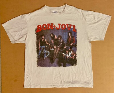 ボンジョビ　Vintage 1989 Bon Jovi T-Shirt XL XL Vintage 1989 Concert T-Shirt - Bon Jovi - Kiss-Em Where It