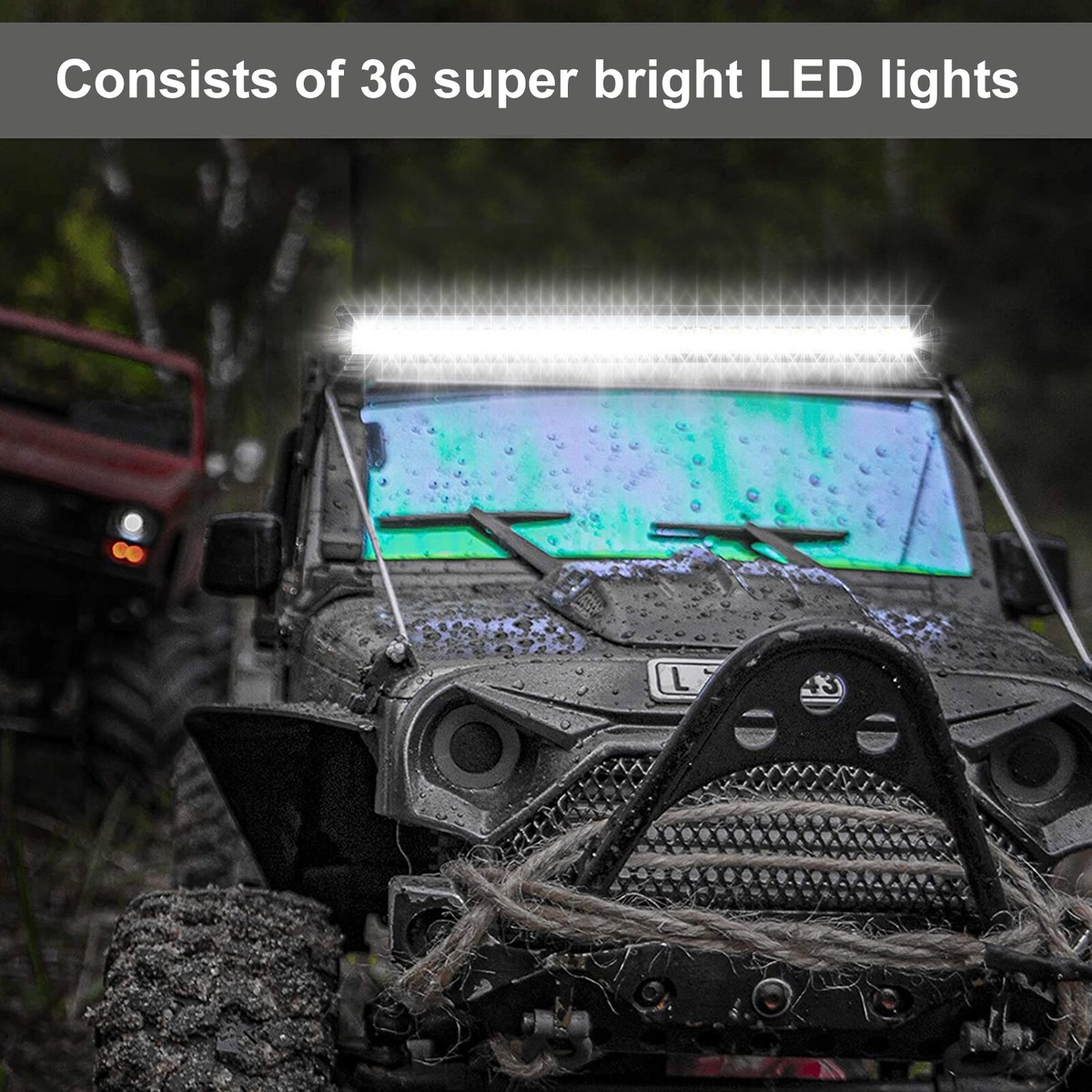 RC Light Bar With 36 LED Lights - Metal Roof Lamp For TRX4 Traxxas SCX10 Axial Crawler Cars