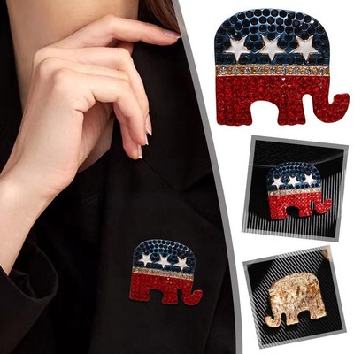 1pcs American Flag Elephant Republican Brooch Pin US President Pin Brooch C3D8