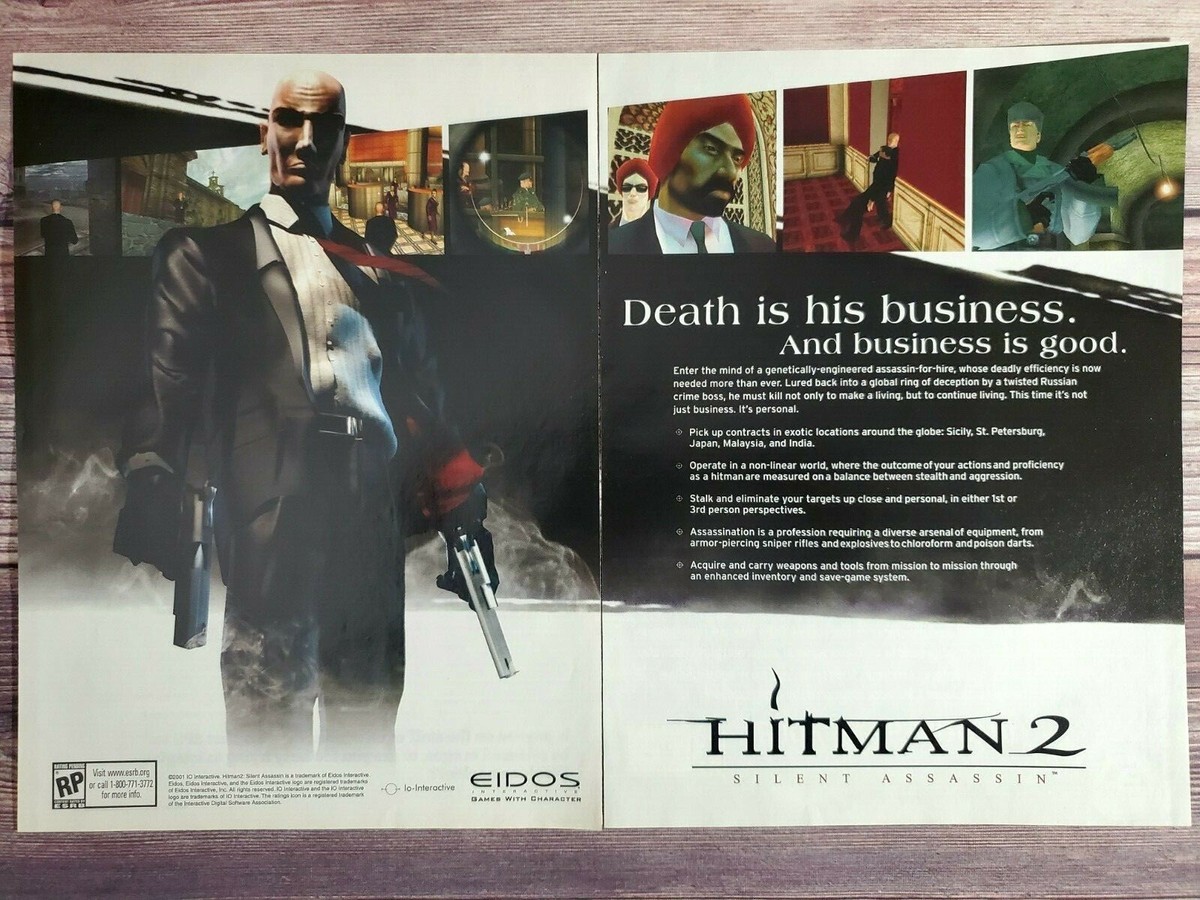 Hitman 2 Silent Assassin Xbox PS2 PC Playstation 2 2-Page Promo Ad