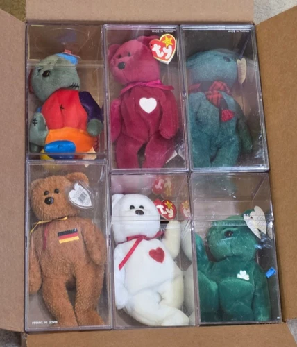 Vintage TY 6 Bear Lot Erin, Valentino(a), Wallace, Germania, Franken Cases MWMT