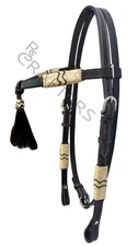 Western Leather Headstall Hand Braided Rawhide Knotting Futurity Knot Hair Tassl