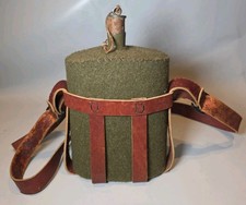Vtg British WW1 WW2 1903 Cavalry Pattern Water Bottle Canteen & Leather Carrier