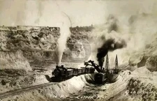 Ruth/Ely Nevada Copper Flat Pit Mining Locomotive 1918 RPPC Postcard COPY