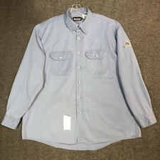 Bulwark EXCEL FR Shirt Mens XL Blue Flame Resistant Button Cat 2 Workwear Twill