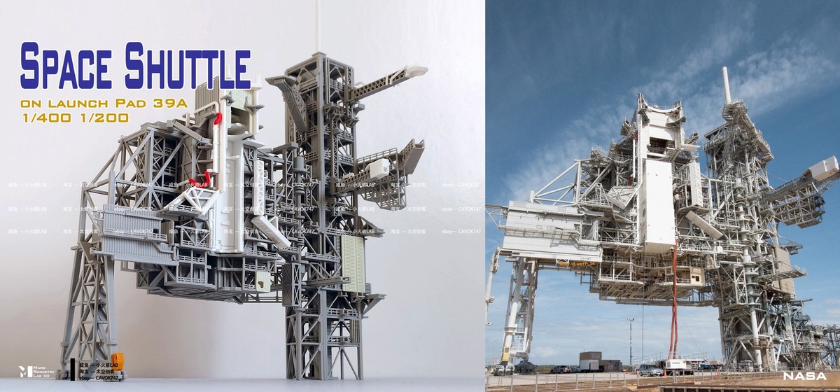 1/400 Space Shuttle on Launch PAD 3D Printing Model Builded RSS+