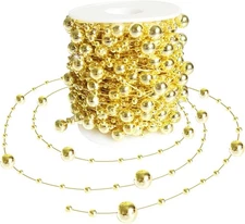 Gold Bead Garland 66FT Christmas Tree Decoration Pearl Strands for Crafts
